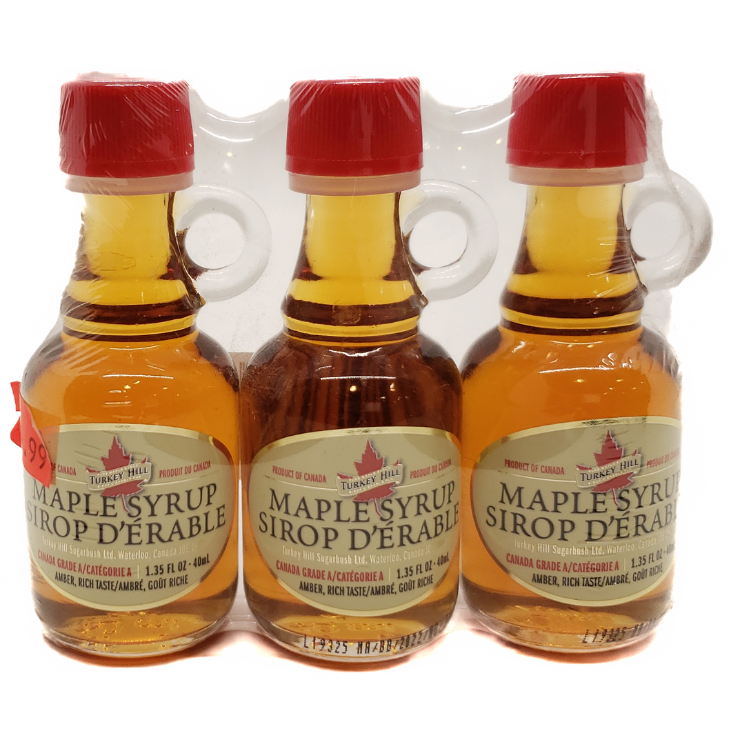 Turkey Hill Pure Maple syrup 40mlx3 Pk Mini JUG