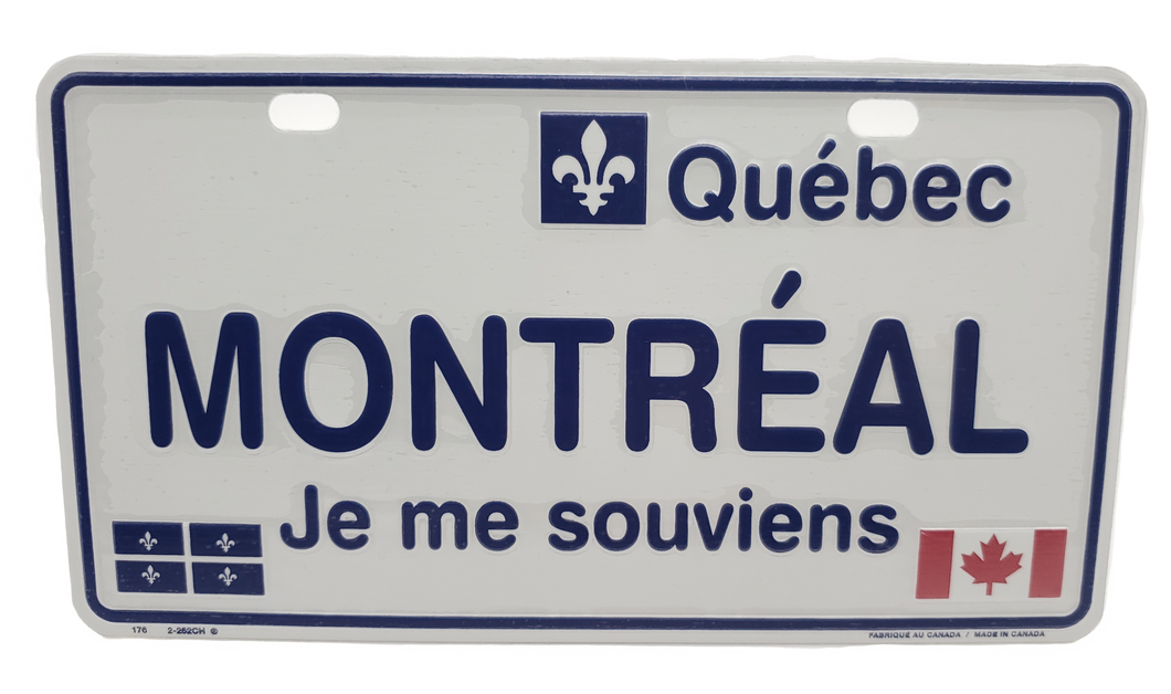 License Plate MONTREAL Je me souviens