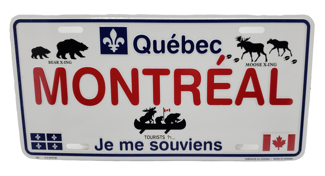 License Plate Montreal+Canada Animals