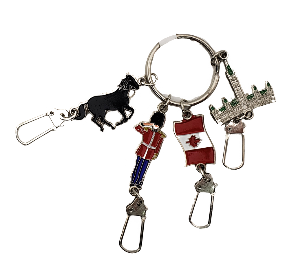 KEYCHAIN CANADA FLAG,SENATE,ROYAL POLICE ,HORSE