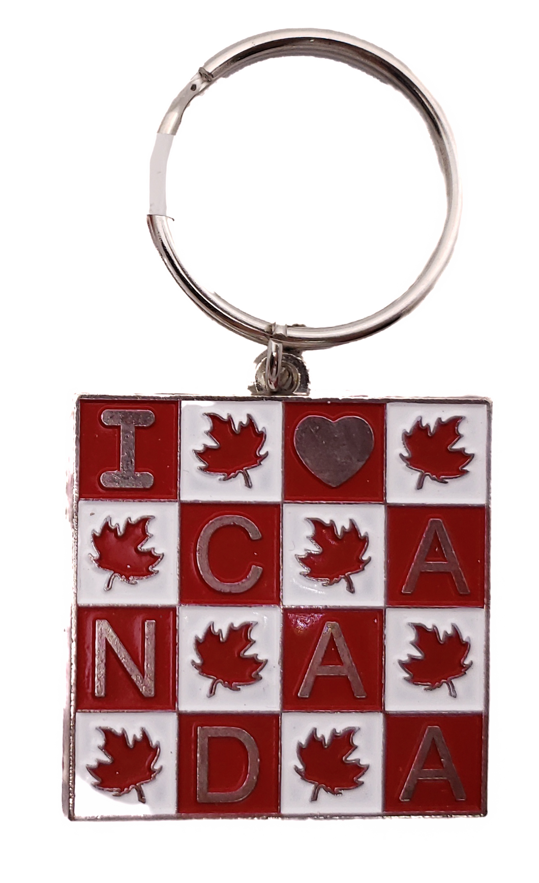 KEYCHAIN CANADA SQUARE WITH MAPLE LEAVES